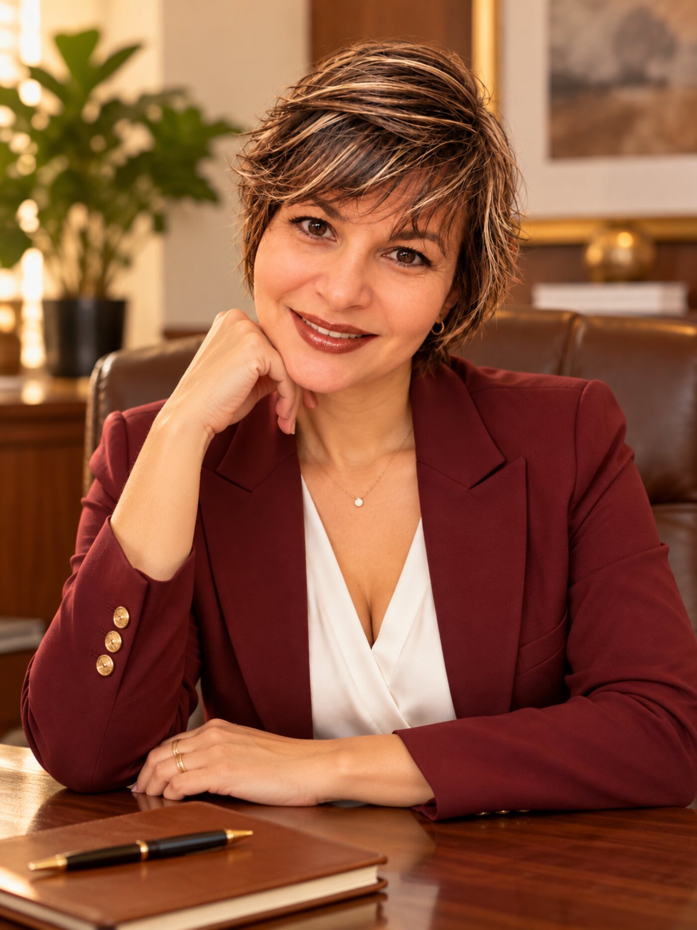 Consultora da SIFRA sorrindo em seu escritório